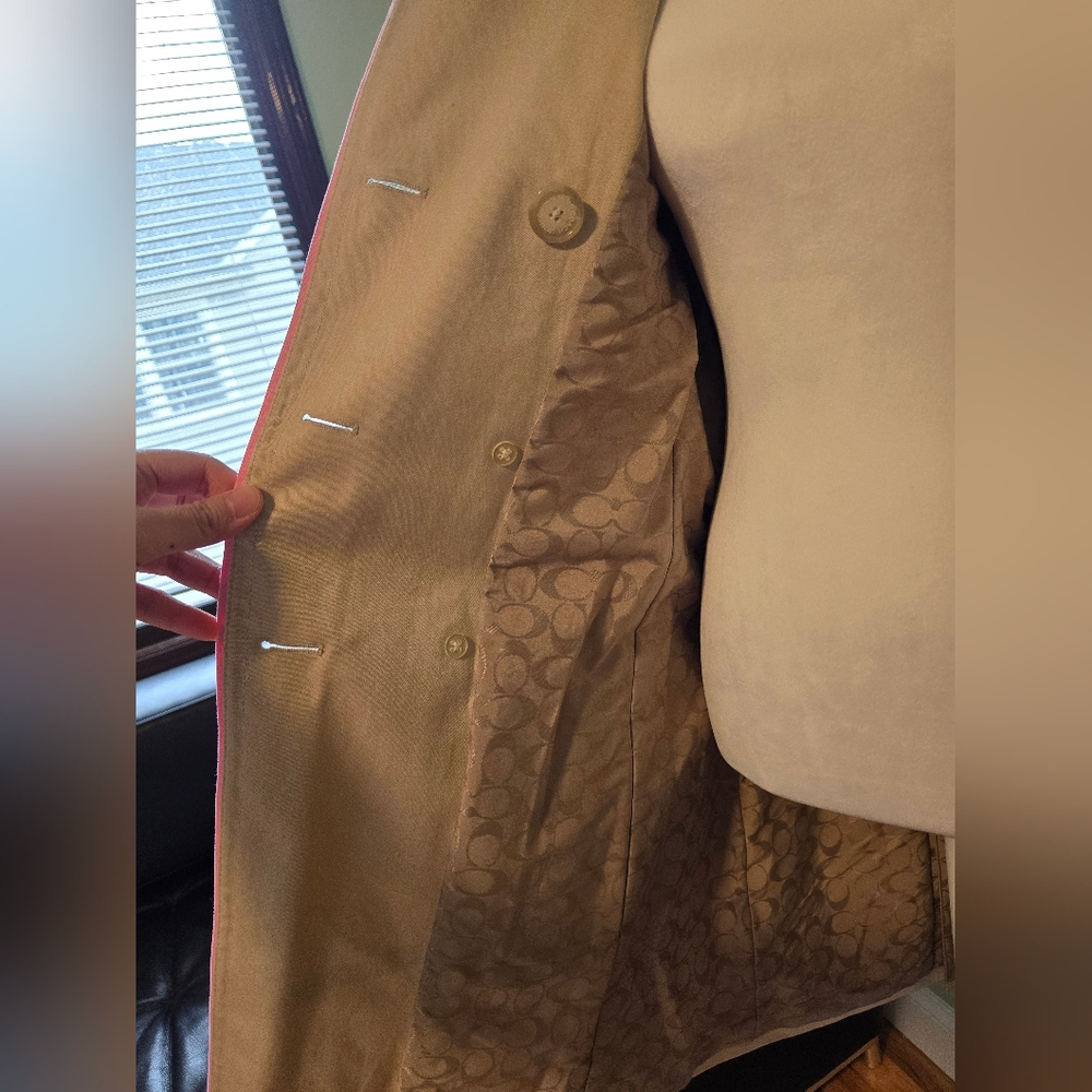 Coach Beige Trench Coat with Pink Accents - Picture 8 of 12